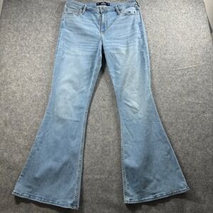 Hollister High-Rise Vintage Flare Jeans Womens 17L W33 L34 Light Wash Stretch